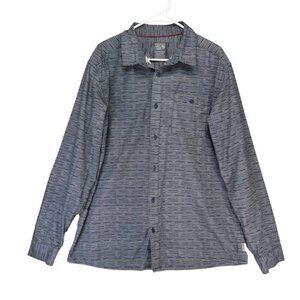 Mountain Hardwear Men XL Long Sleeve Button-Down Shirt‎ Blue White Outdoors